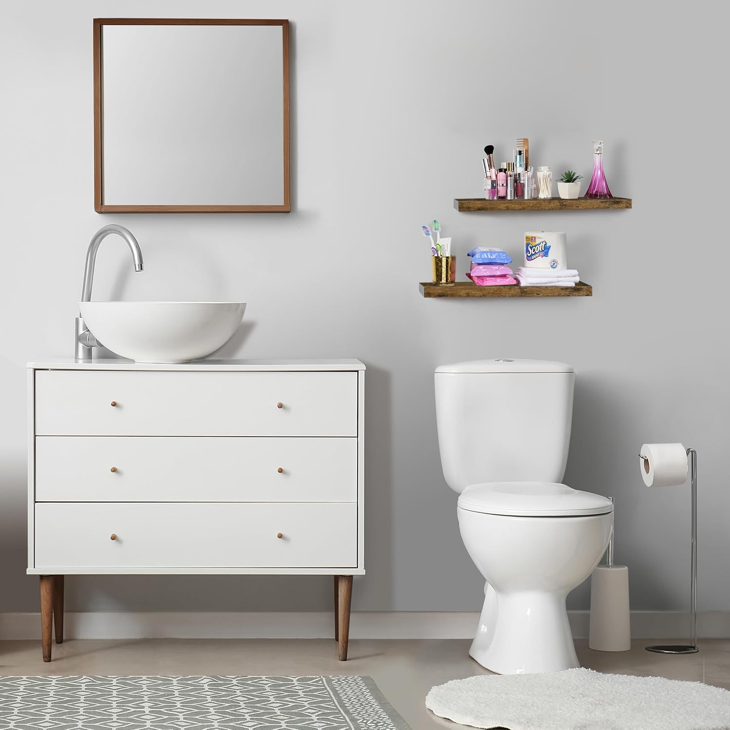 Sorbus Floating Shelves for Wall, Bathroom Shelves Wall Mounted for Kitchen, Bedroom, Bathroom