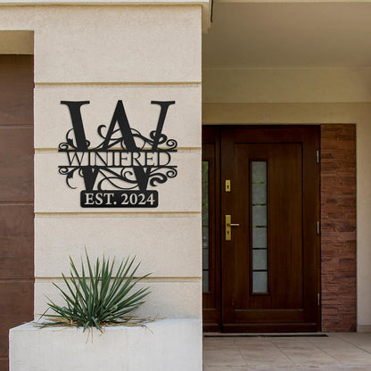 Custom Metal Signs | Last Name Sign | Split Letter Monogram Wall Decor | Custom Outdoor Signs |