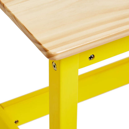 Amazon Basics Indoor Kids Table and Bench Set, Natural, solid pine wood, 3 Count (Pack of 1), Wood