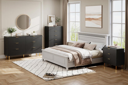 GAOMON 6 Drawer Dresser, Wood Chest of Drawers Organizer Storage with Gold Handle, Large Storage