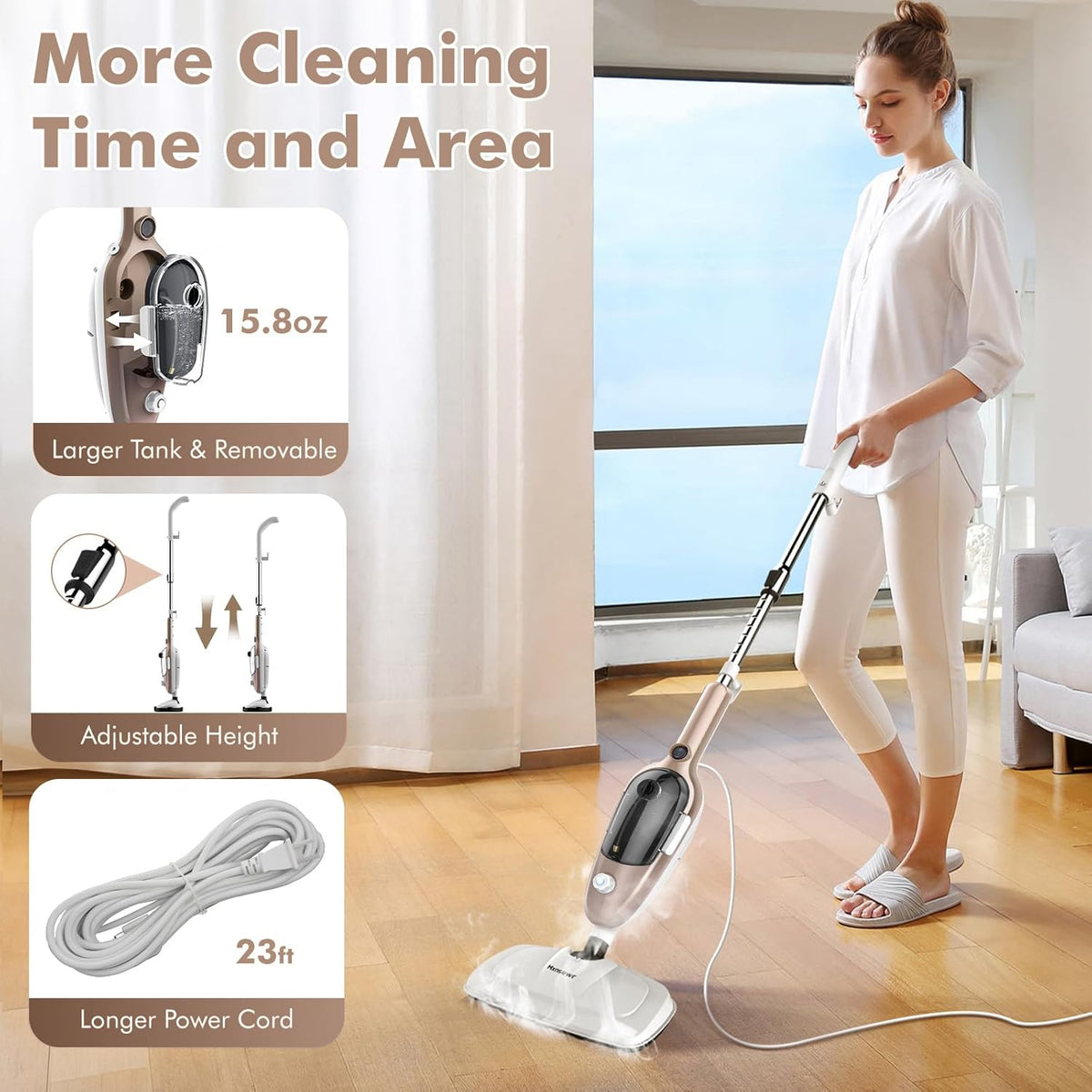 Steam Mop - All-in-one Powerful Handheld Steam Cleaner Detachable Floor Steamer with 11