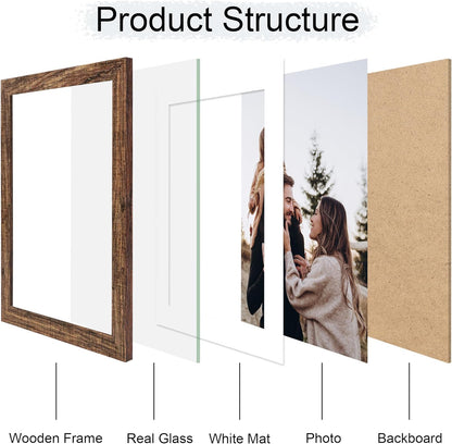 10x14 Picture Frame Set of 4, 10 x 14 Wood Photo Frames with Mat for 8x12 or 30x40cm Diamond