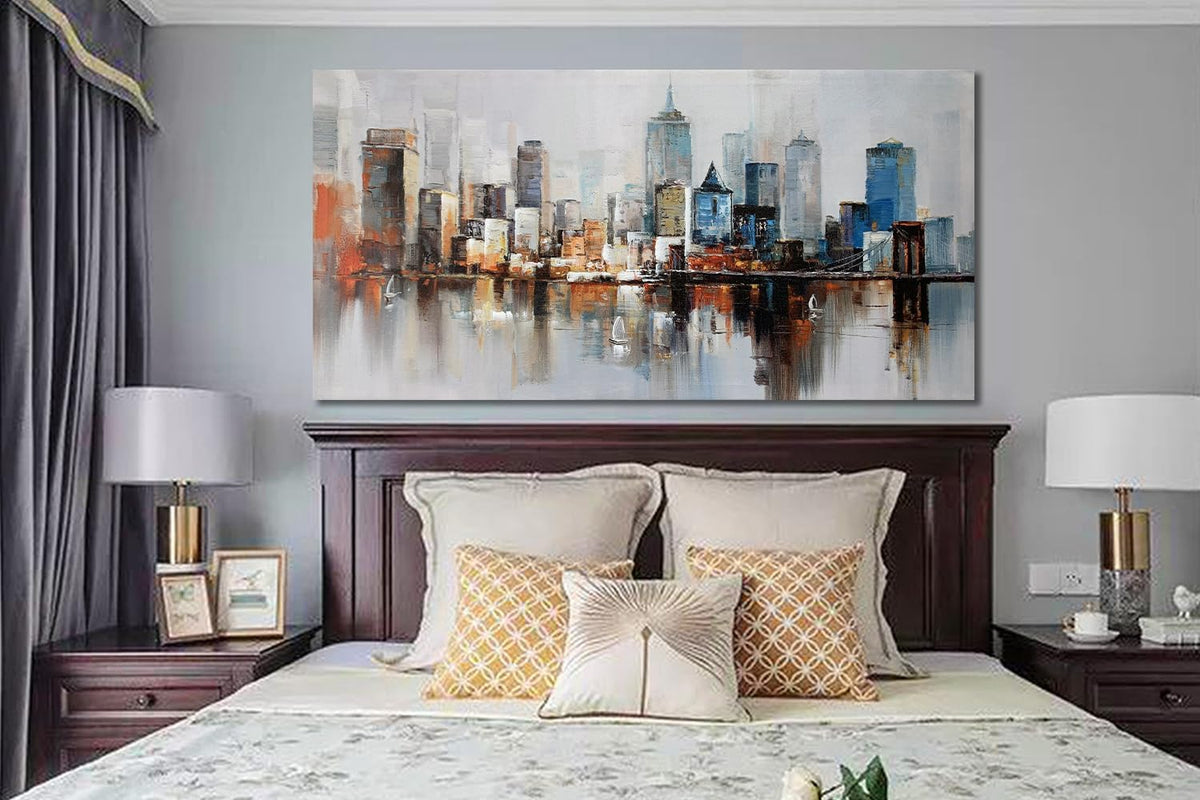 Arjun Brooklyn Bridge Wall Art Modern New York City Abstract Canvas Cityscape Painting Large Size