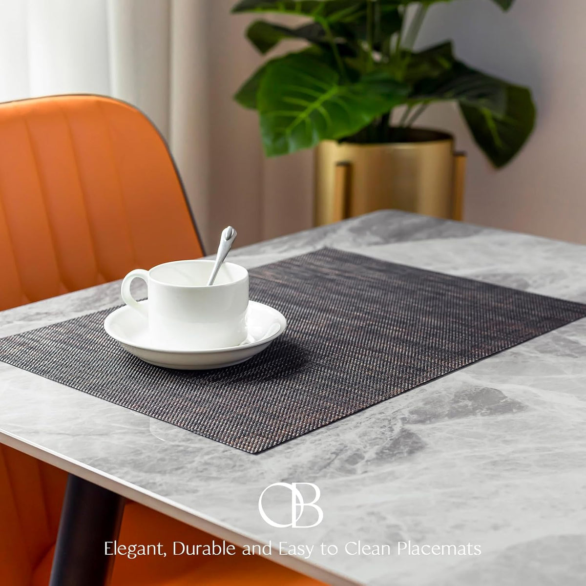 Placemats Set of 8 - Easy Clean Woven Vinyl Placemats for Dining Table, Indoor/Outdoor Place Mats
