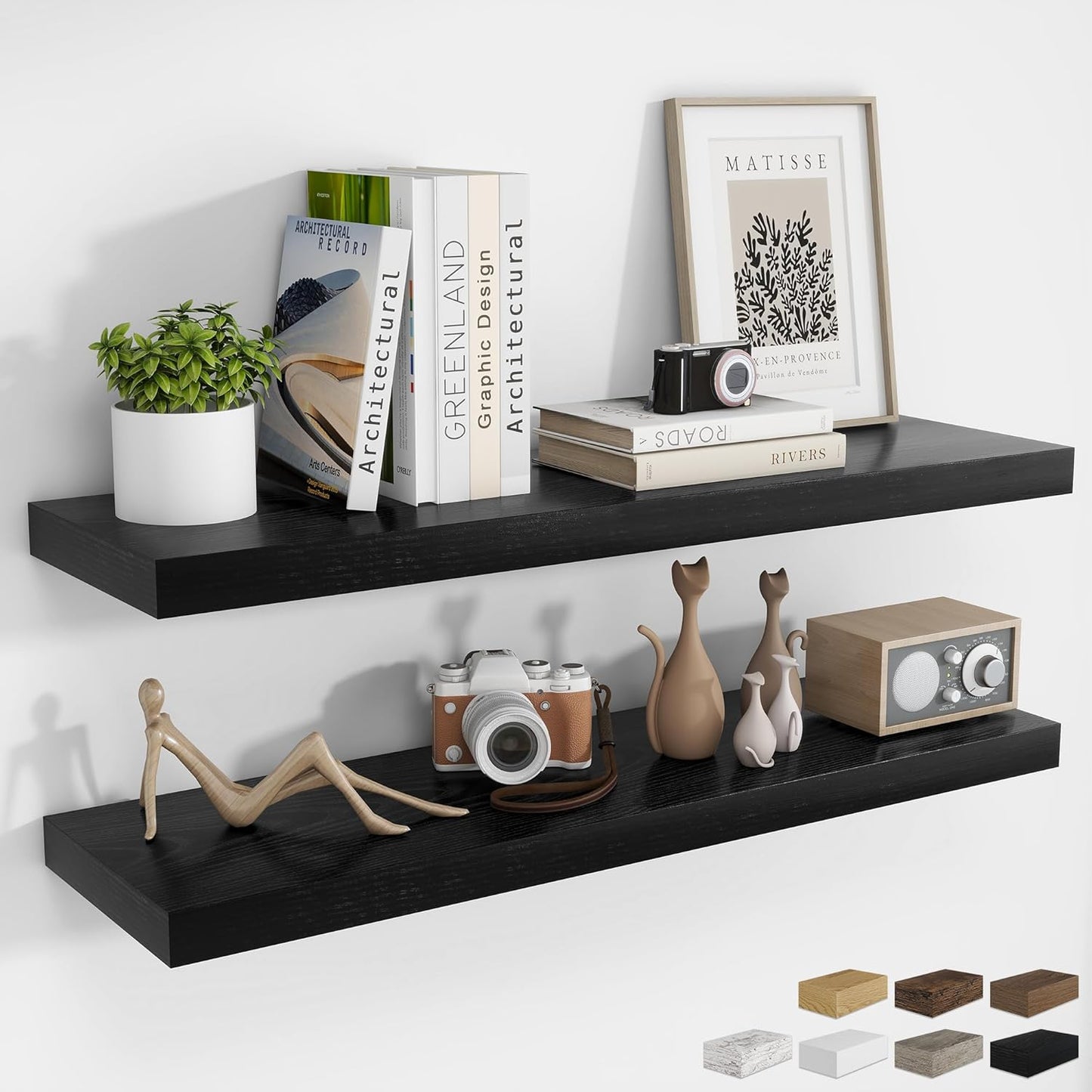 RICHFOCUS 40Inch Floating Shelves for Wall 2 Pack Shelves for Bedroom|Kitchen|Bathroom Wall Mounted