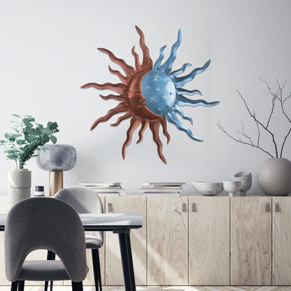 VZVXCC Metal Sun Outdoor Wall Art Decor-30 Inch Larger Size Sun Outdoor Wall Art Decor with Moon &