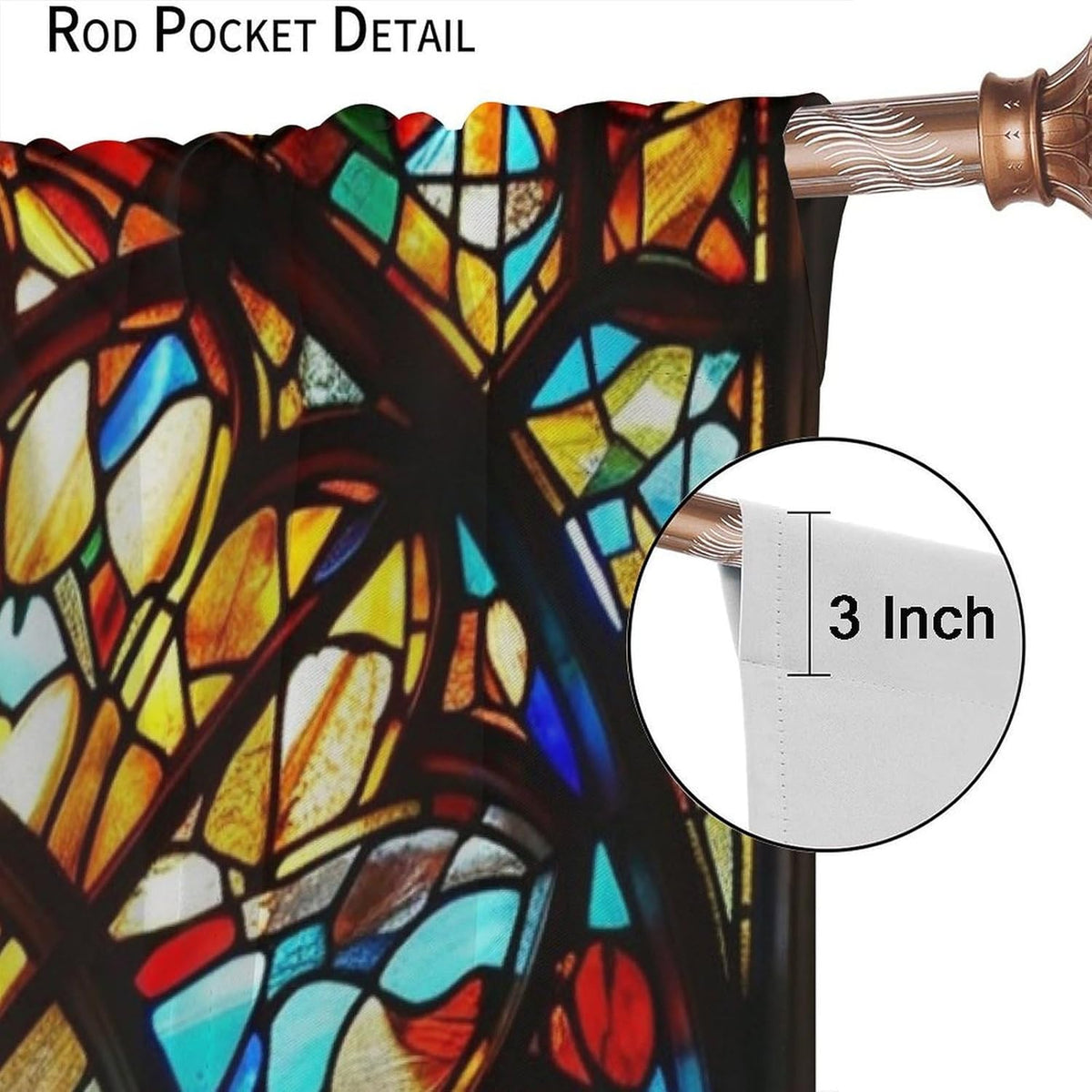 Stained Glass Curtains,Retro Mid Century Abstract Colorful Geometric Prints Home Decor Drapes for