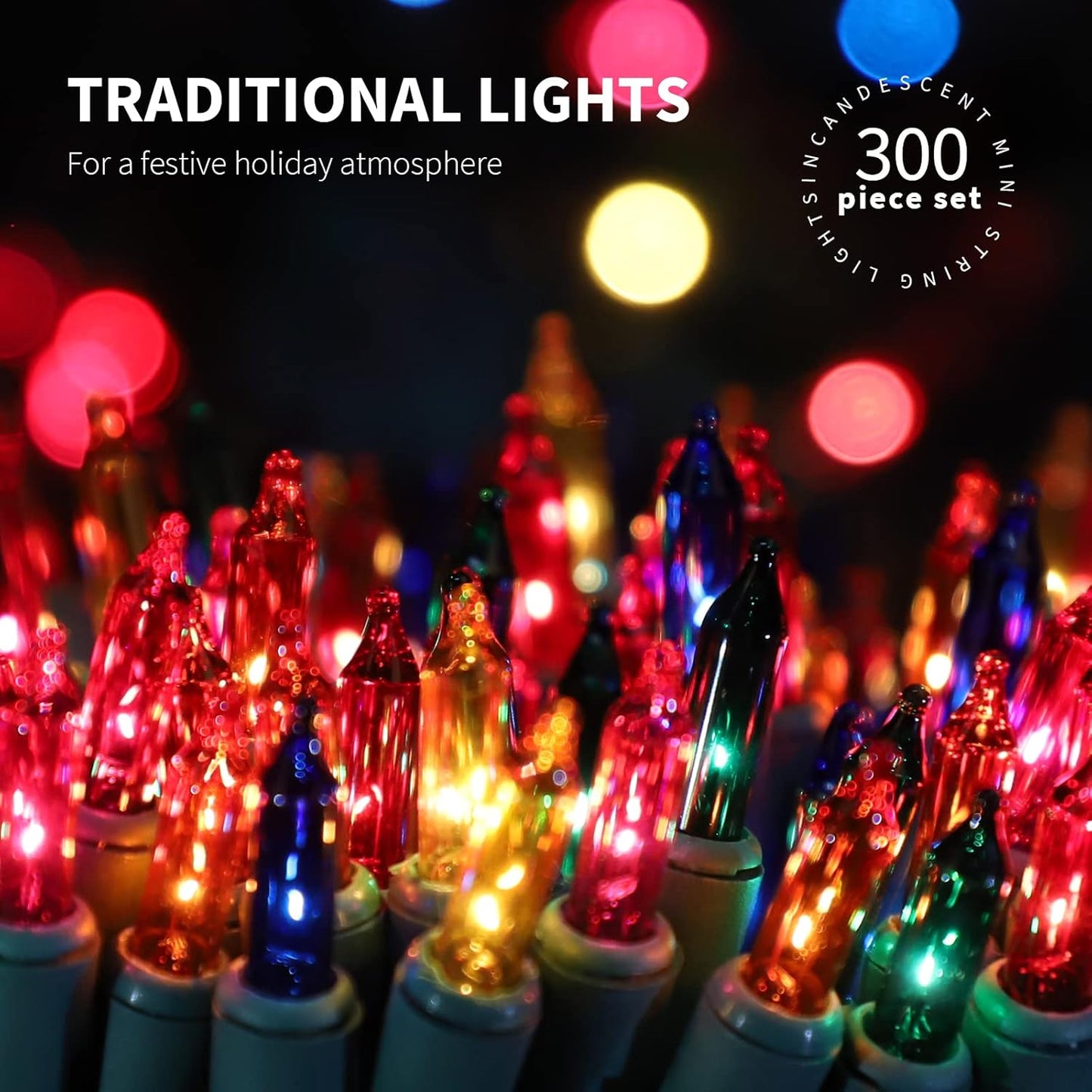 300LIGHTS(2*150L) MULTI Extra-Bright With End Connectors Christmas Decorative Lights 19.44m UL