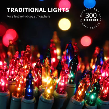 300LIGHTS(2*150L) MULTI Extra-Bright With End Connectors Christmas Decorative Lights 19.44m UL