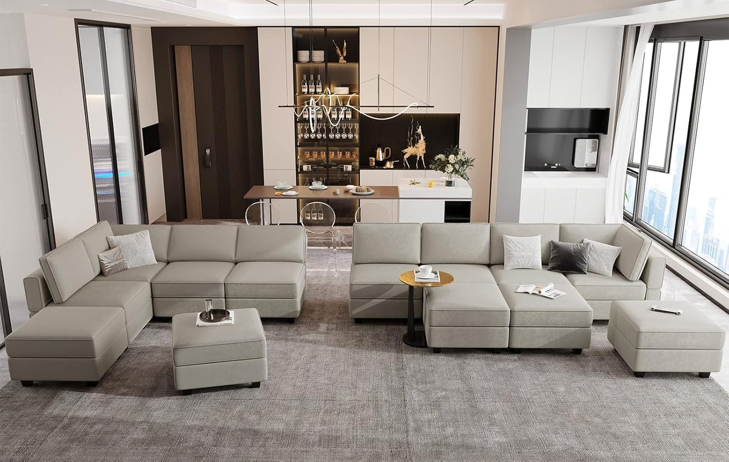 Belffin Modular Sectional Sofa with Storage Seats Velvet L Shaped Corner Couch Convertible