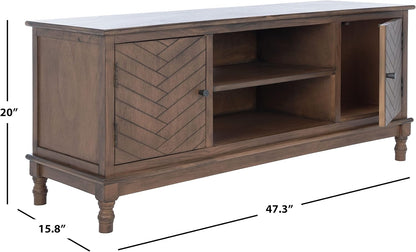 SAFAVIEH Magnolia TV Stand for up to 55" Flatscreen – Brown, 2 Doors with Interior Storage, 2 Open