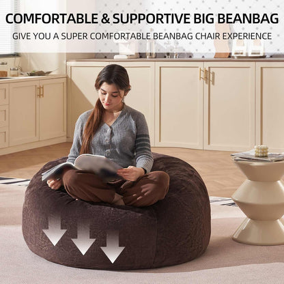 Bean Bag Chair 3Ft, Memory Foam Filled, Large Beanbag Chairs for Adults and Teens, Soft Sofa with