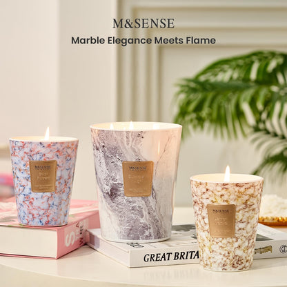 M&SENSE Sugared Lemon Zest Scented Candles for Home, 3-Wick Highly Scented Jar Candles, Extra Large