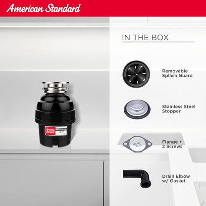 American Standard 10-US-AS-5-HD Garbage Disposal Anti-Jam Stainless Steel Food Waste Grinding