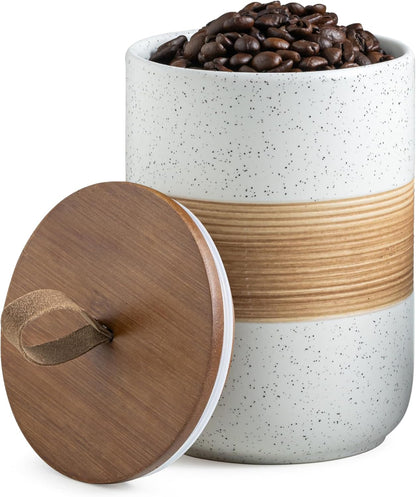 Coffee Container Jar with Lid, Ceramic Kitchen Food Storage Jars for Spice Sugar Cookie, Stackable