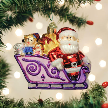 Old World Christmas Rudolph The Red-Nosed Reindeer Santa and Friends Glass Blown Ornament for