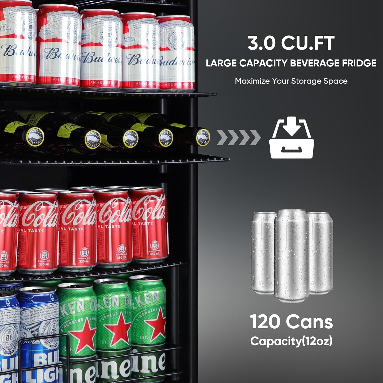 120 Can Beverage Refrigerator ??Mini Fridge with Glass Door for Soda Beer or Wine, Beverage Cooler
