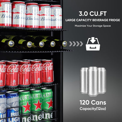 120 Can Beverage Refrigerator ??Mini Fridge with Glass Door for Soda Beer or Wine, Beverage Cooler