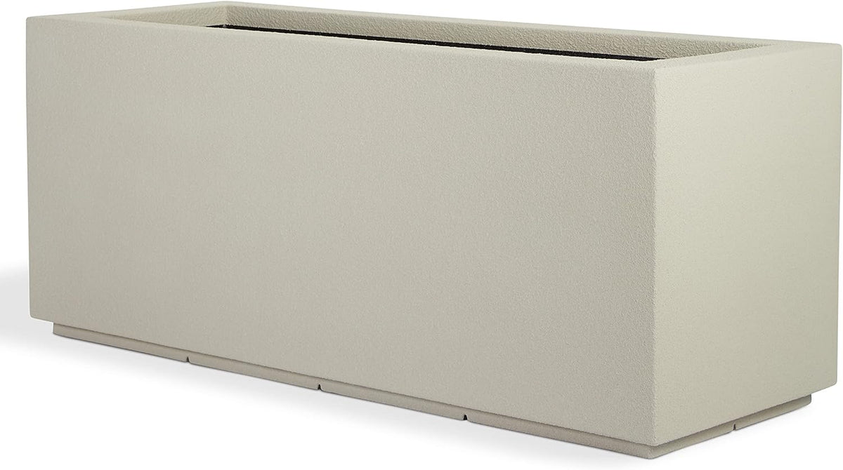 PolyStone Milan Tall Modern Outdoor/Indoor Rectangular Trough Planter, 46" L X 17" W X 19" H