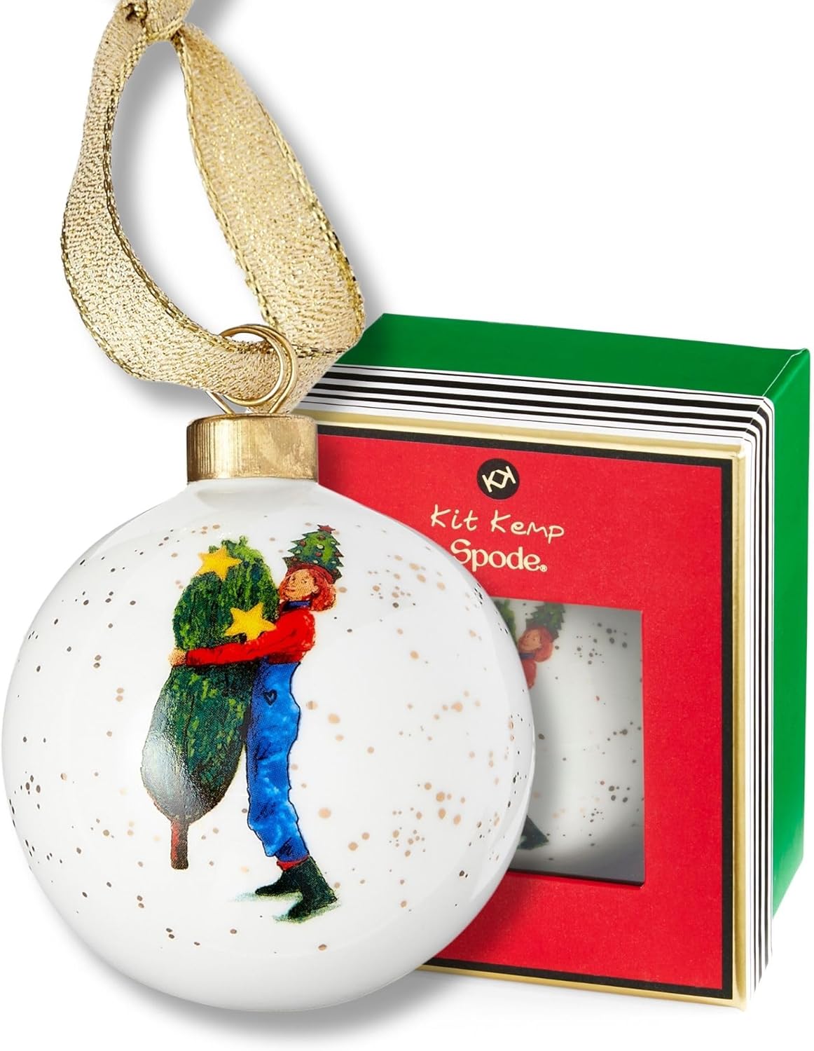 Spode Kit Kemp Christmas Ornament - Doodles Branch Manager - Fine China Whimsical Festive Keepsake