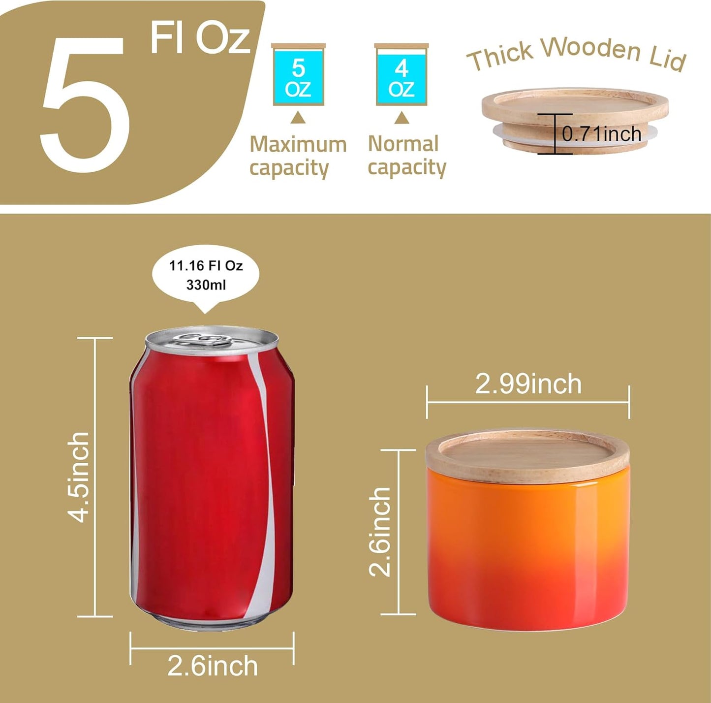 Sweejar Kitchen Canisters Ceramic Food Storage Jar, Stackable Containers with Airtight Seal Wooden