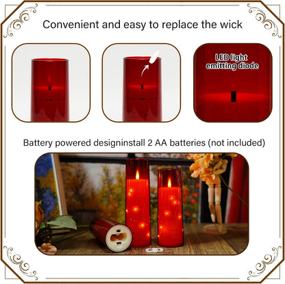 Flickering Flameless LED Candles,Battery Operated Candles 9 Pcs with Embedded Star String,Acrylic