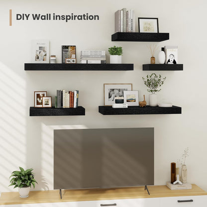 Heimlove 12 Inch Deep Floating Shelves, 16 x 12 inches Long Wall Shelf, Large Extra Display Shelf &