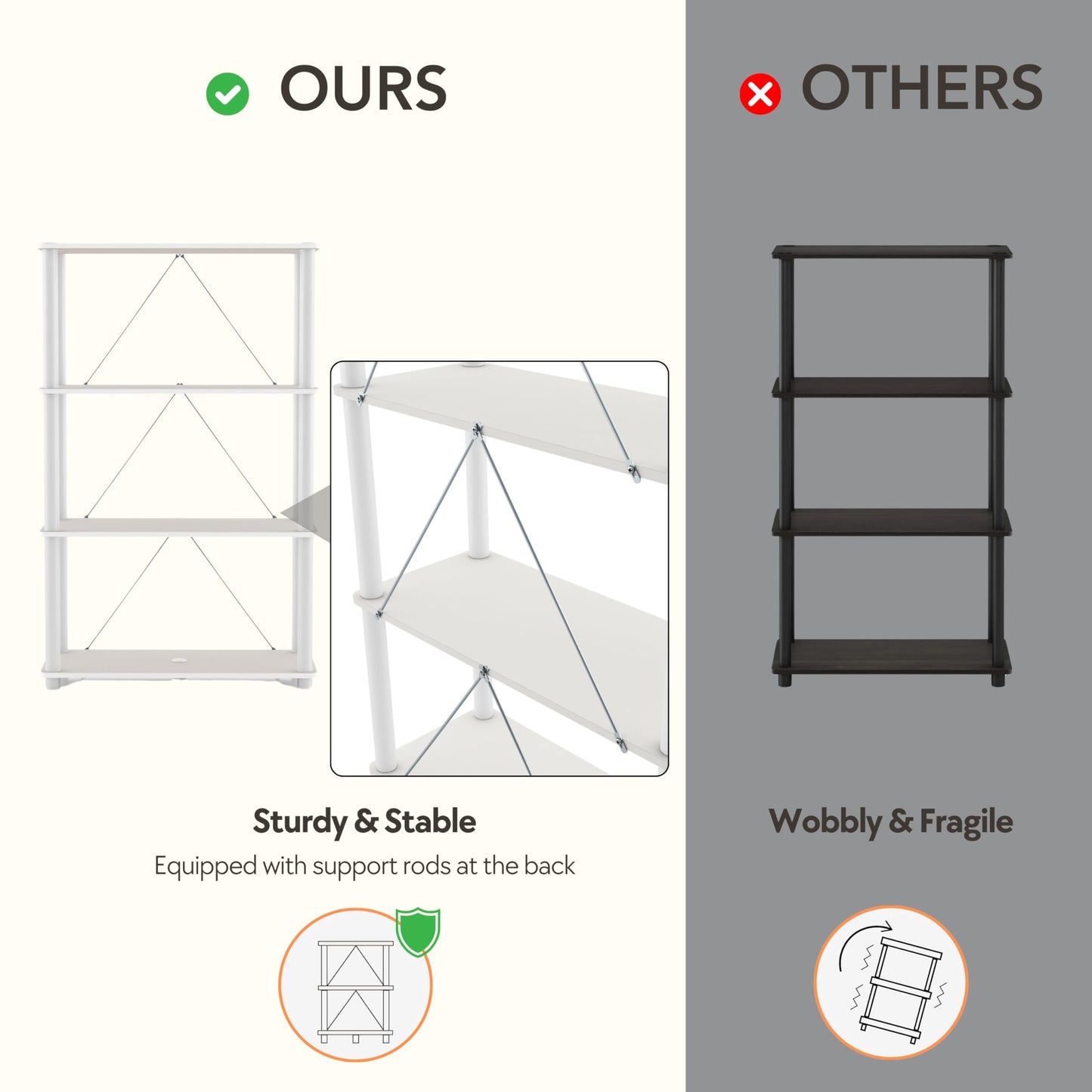 Homes: Inside + Out Apexa Modern 5-Cube Ladder Shelving Units, Collectibles Display Shelves, Easy