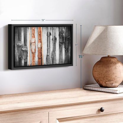 ElephantStock Ski Collection Wall Art - Horizontal Framed Canvas - 1-Piece Bathroom Wall Decor