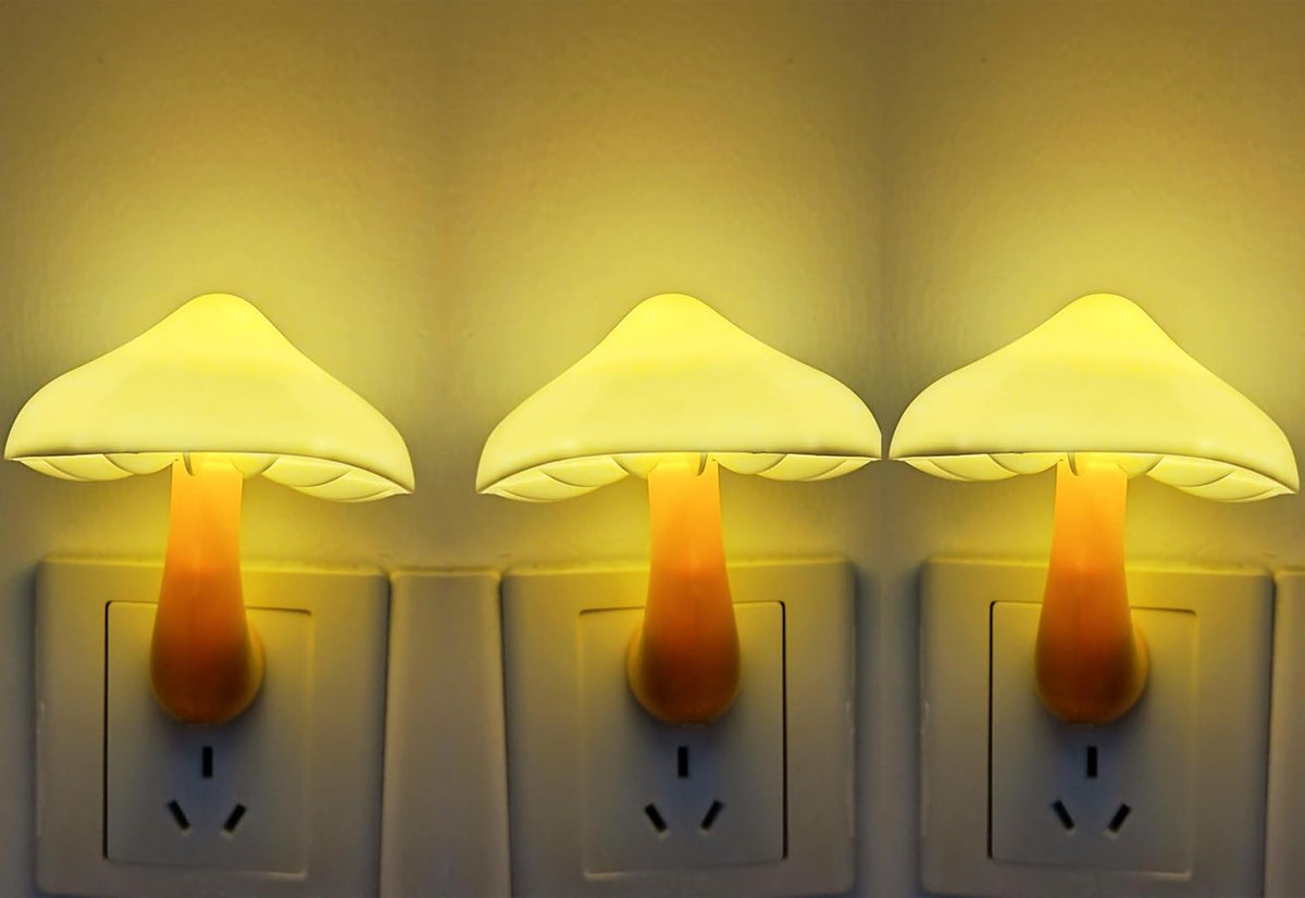 AUSAYE 3 Pack Sensor LED Night Light Plug in Lamp Mushroom Night Light for Adults Kids NightLight