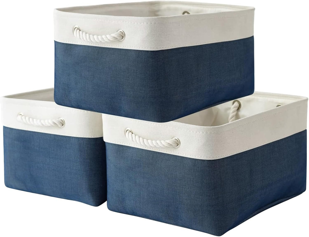 TheWarmHome Collapsible Storage Bin for Shelves - Large 3 Pack 16x12x8 inch Storage Basket for