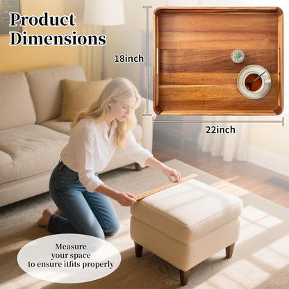 Wooden Serving Tray with Handles,Rustic Ottoman Tray for Kitchen Counter/Coffee Table/Living Room