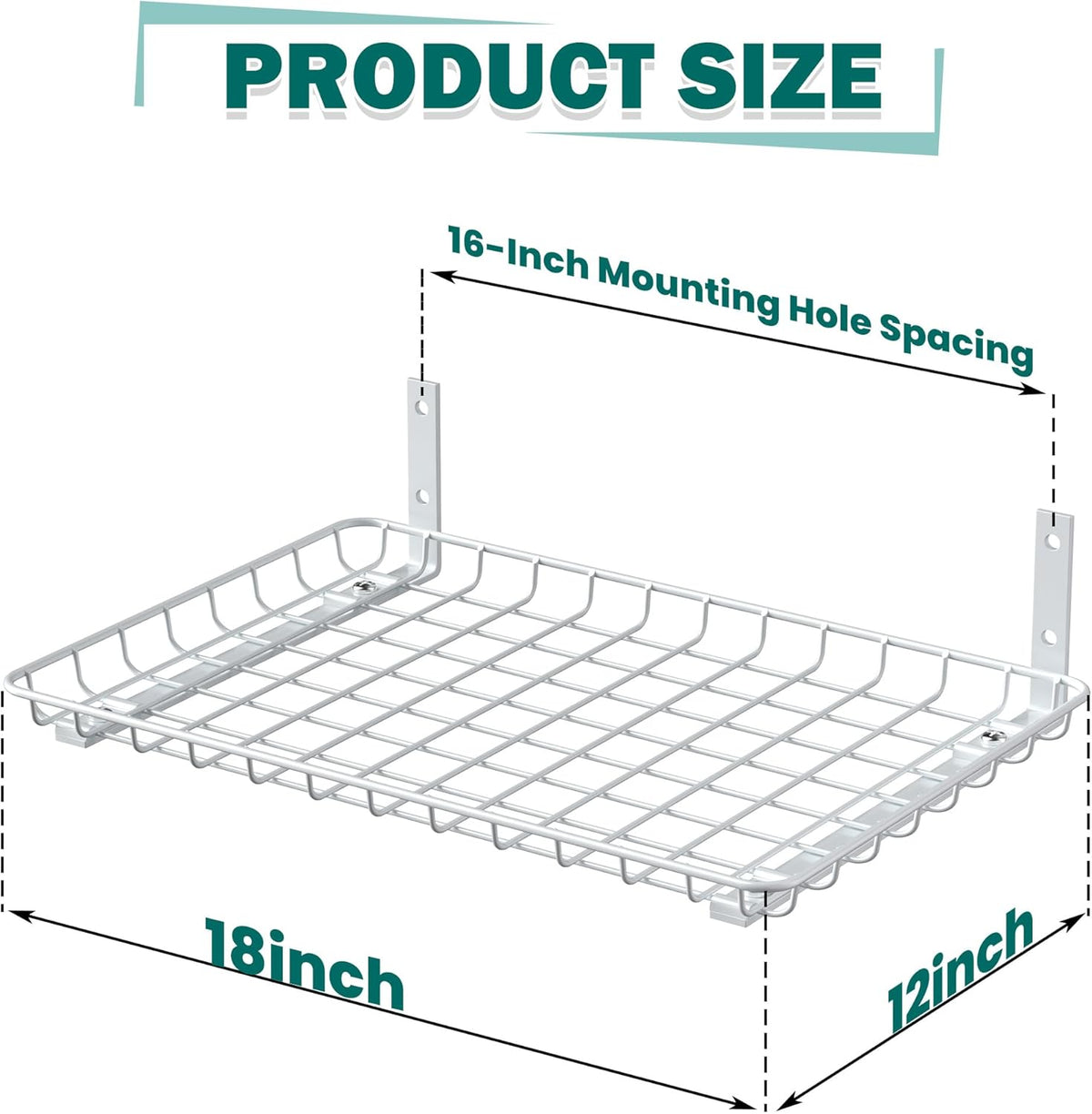 EVERHANGER Garage Wall Shelves 12x18 Inch, Wall Mounted Storage Shelf, Metal Shelf Rack, Heavy-Duty