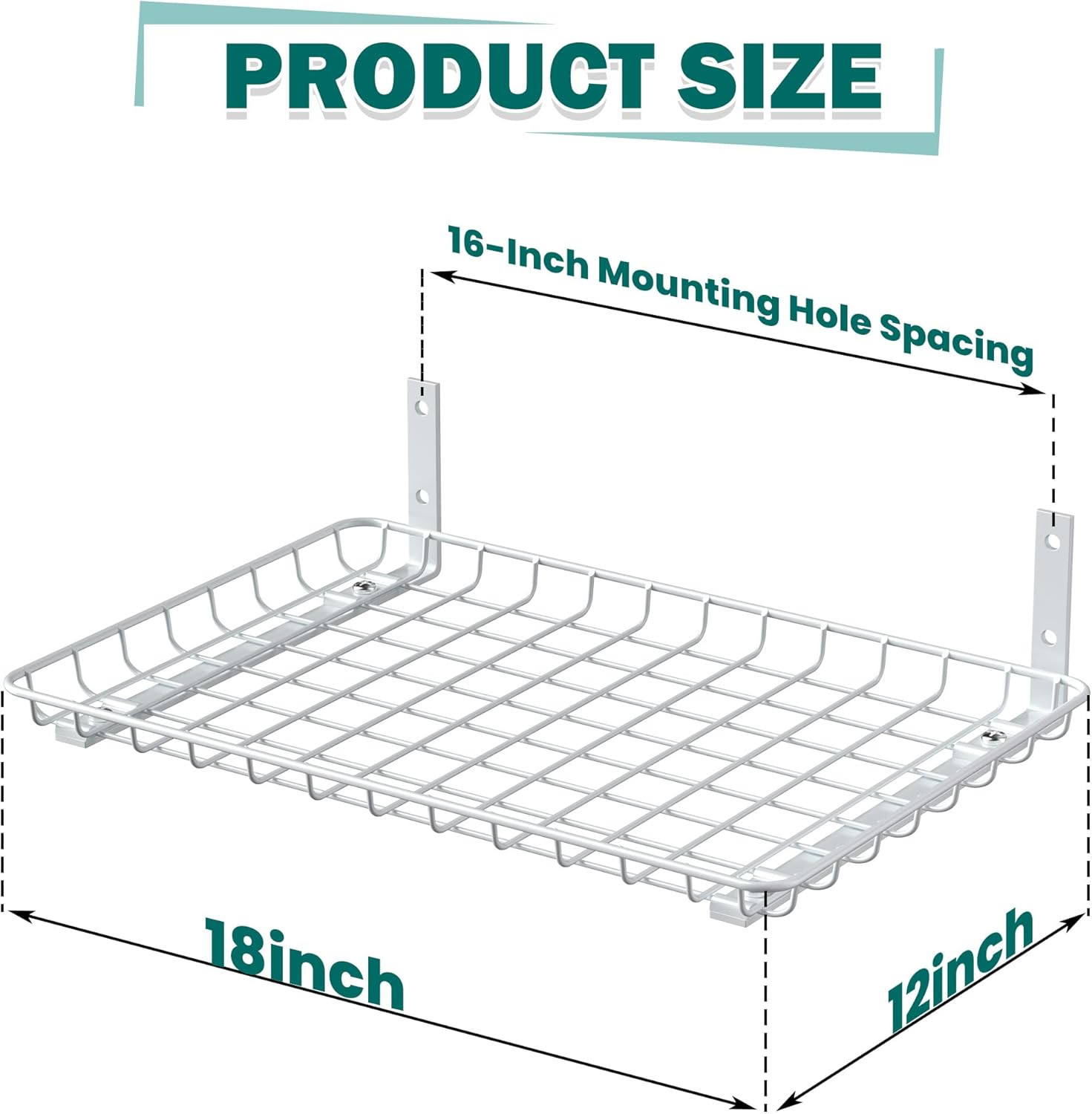 EVERHANGER Garage Wall Shelves 12x18 Inch, Wall Mounted Storage Shelf, Metal Shelf Rack, Heavy-Duty