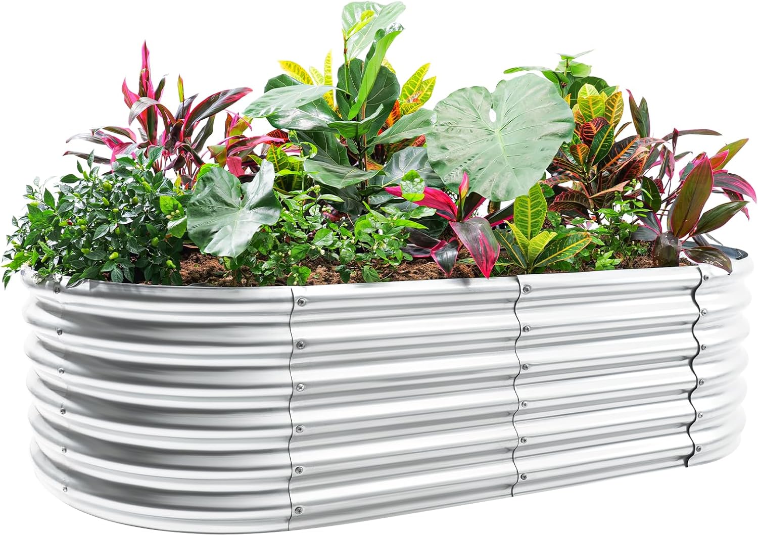 Land Guard 4×2×1.5ft Galvanized Raised Garden Bed Kit, Galvanized Planter Garden Boxes Outdoor