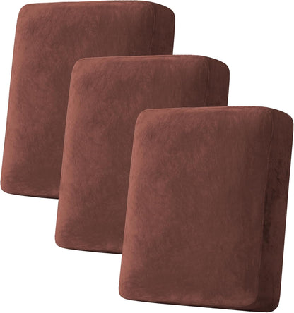 H.VERSAILTEX Velvet Stretch Couch Cushion Cover Plush Cushion Slipcover for Chair Loveseat Sofa