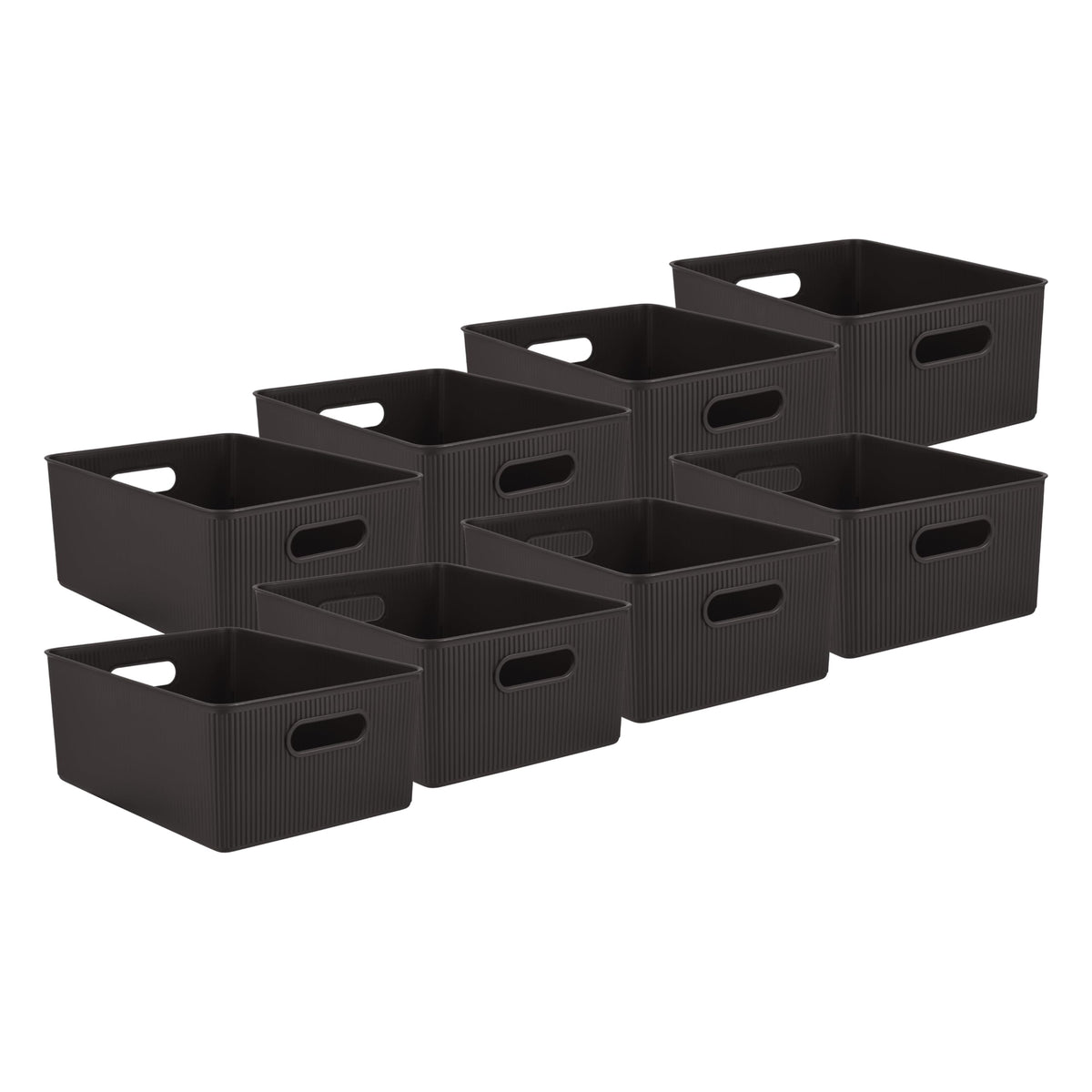 Superio Decorative Plastic Basket Open Home Storage Bins Organizer Baskets, Large Brown (8 Pack)