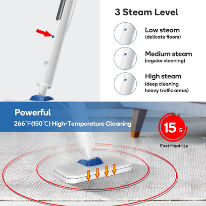 Steam Mop for Floor Cleaning,15-Second Setup,Chemical-Free Floor Steam Cleaner for