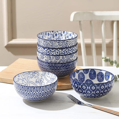 Selamica Ceramic Cereal Bowls Set of 6, 24 Oz Deep Soup Bowls for Kitchen, 5.9 Inch Porcelain