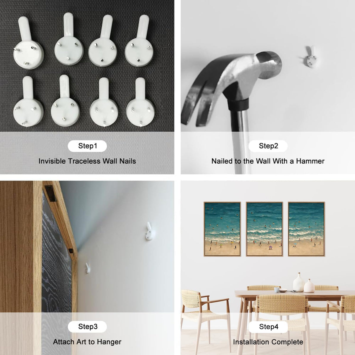 HLNIUC Summer Beach Canvas Wall Art,Modern Minimalist Coastal Landscape Wall Decor Set of