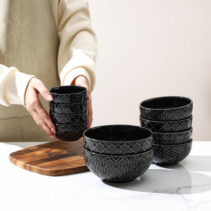 Sureasy Small Bowls 4 OZ, 3.5 Inch Dipping Bowls, Ceramic Embossed Mini Bowl for Side Dishes