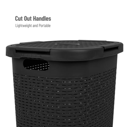 Mind Reader Slim Laundry Hamper with Lid, 60L Tall Clothes Basket, Narrow Tapered Design for