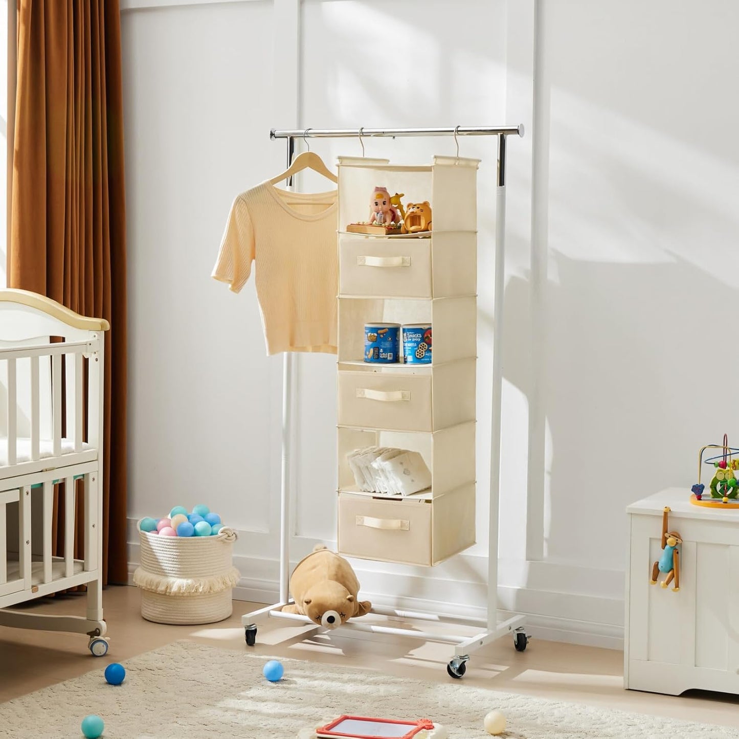 MAX Houser 6 Tier Shelf Hanging Closet Organizer, Closet Hanging Shelf with 2 Sturdy Hooks for