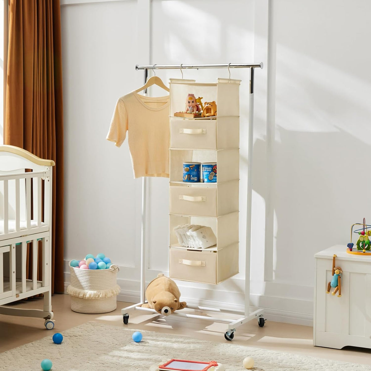 MAX Houser 6 Tier Shelf Hanging Closet Organizer, Closet Hanging Shelf with 2 Sturdy Hooks for