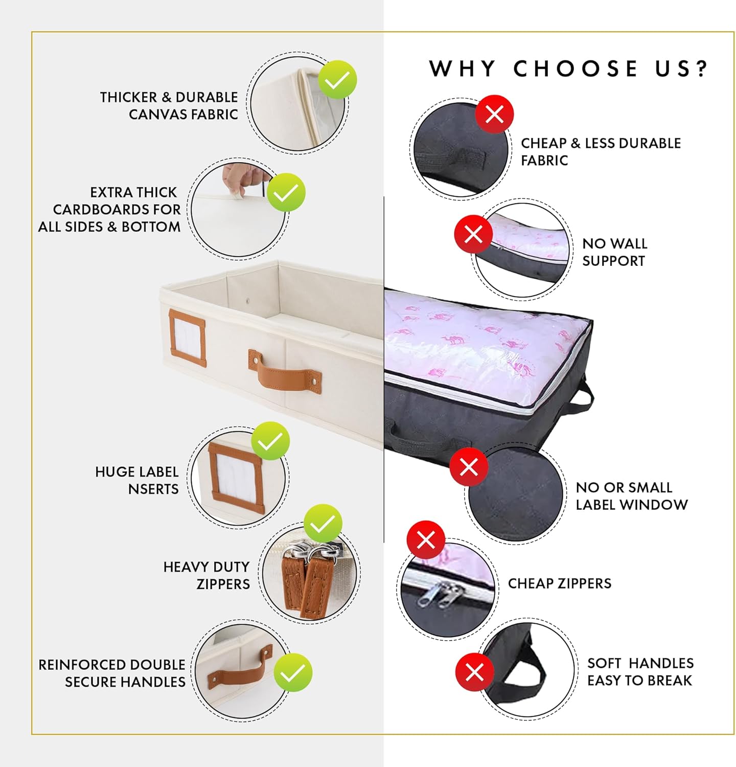 HOMELUX THEORY 2pc Under Bed Storage Containers, Bedroom Under the Bed Drawer Storage Organizer