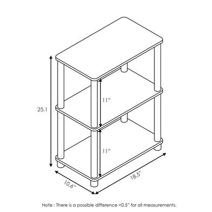 Furinno TURN-N-TUBE Storage Shelves, 3-Tier Book Shelf, Corner Shelf, Toolless Open Shelves, for
