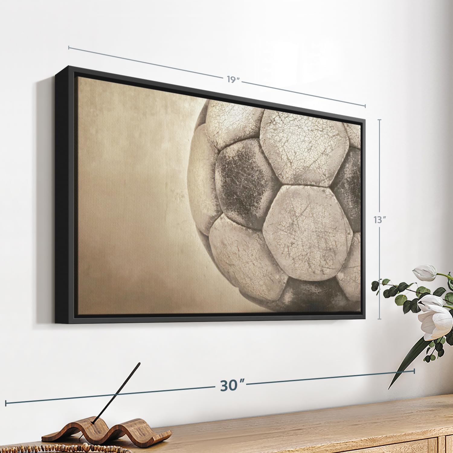 Elephant Stock Worn Soccer Ball Wall Art - Horizontal Framed Canvas - 1-Piece Living Room Wall