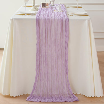 Sioloc 1 Pack Lilac Purple Lavender Cheesecloth Table Runner Fall Autumn Decor for Home 10ft Table