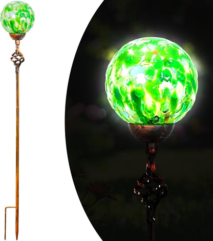 Garden Solar Lights, Decorative LED Honeycomb Glass Ball Garden Stake, Glass and Metal Outdoor