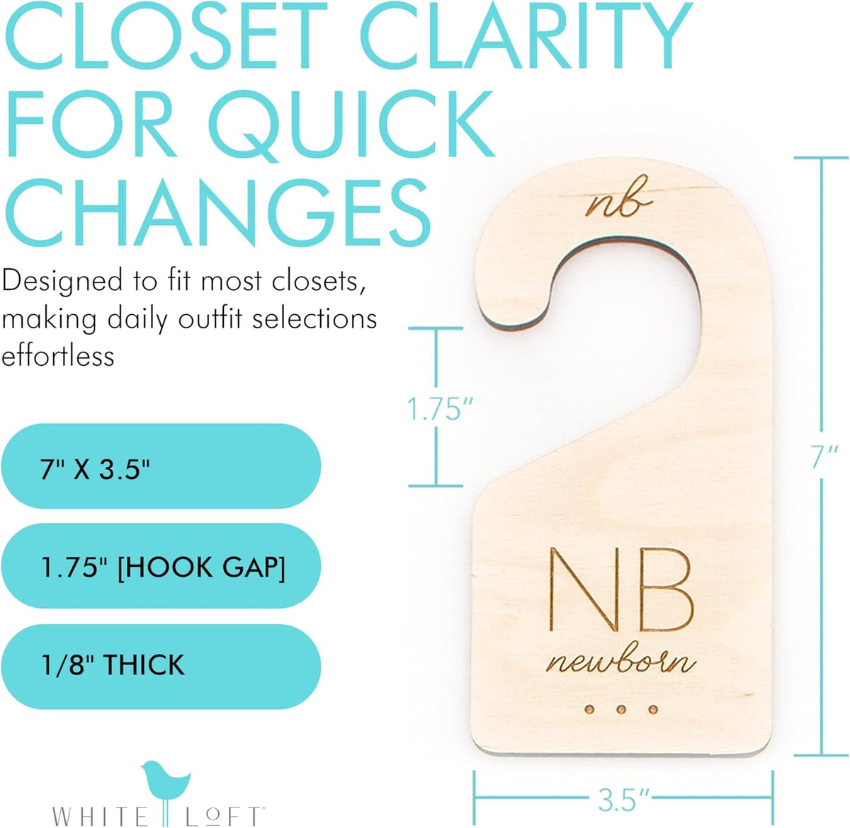 Baby Clothes Dividers for Closet – Wood Size Dividers for Newborn to 24 Months, Nursery Organizer